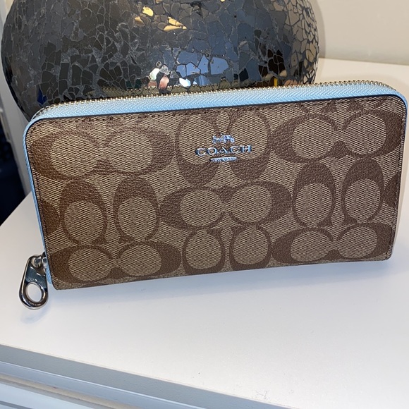 Coach Handbags - Authentic Coach Signature Long Zip Around Wristlet/ Wallet